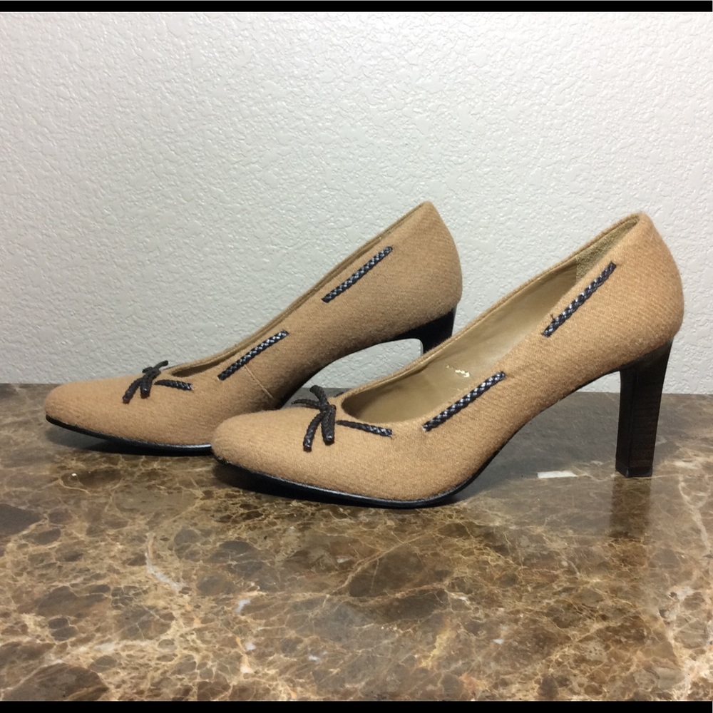 Ralph Lauren Nora Wool Heel Leather Bow Detail - Picture 2 of 5